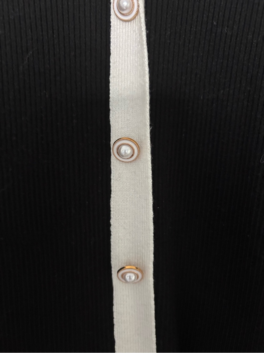 Black & Cream Button-Front Ribbed Dress - Picture 2 of 5